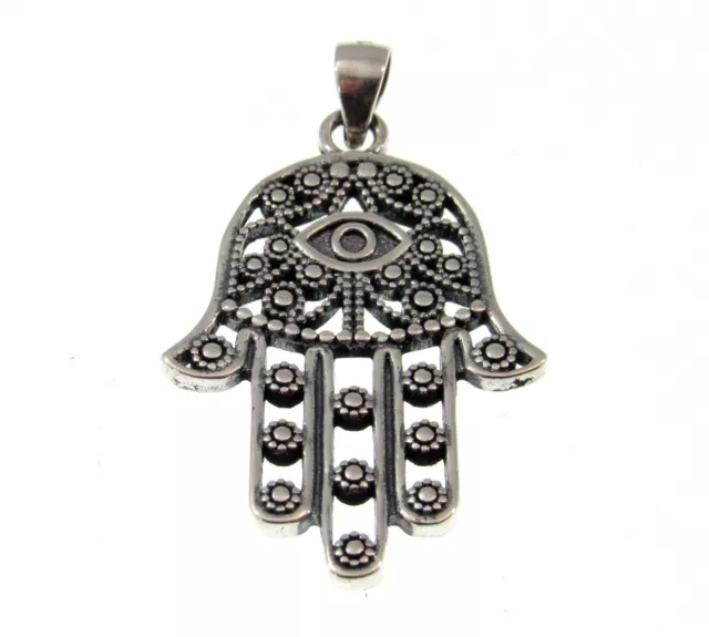 Handcrafted Solid 925 Sterling Silver Hamsa Chamsa Hand of God Filigree Pendant