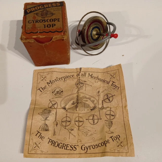VINTAGE GYROSCOPE TOP Toy by Progress Blackpool in Original Box w