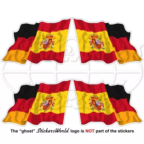 SPANIEN-DEUTSCHLAND Spanisch-Deutsch Wehende Flagge 50mm Aufkleber x4