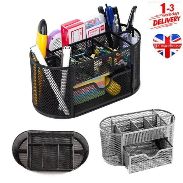 Metal Mesh Office Desk Stationary Organiser Set Pen Pencil Holder Storage Tidy