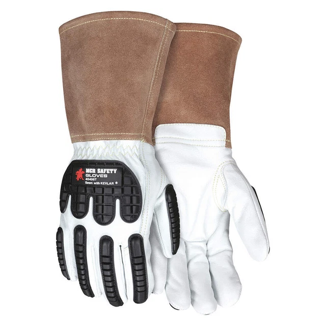 MCR SAFETY 48406TL Leather Gloves,White,L,PK12