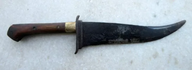 Antiguo Viejo Raro Mano Forjado Hierro Hoja Latón Cuerno Hilt Cuchillo Dagger