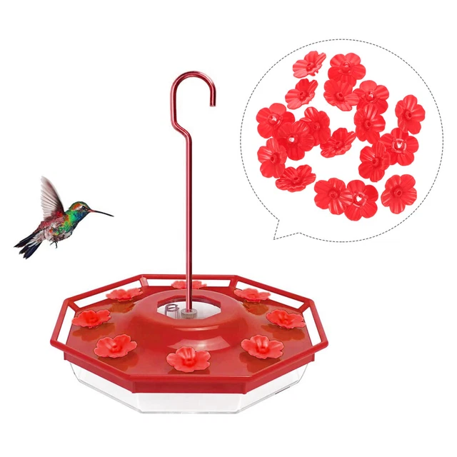 18 Pcs Kolibri-Feeder-Teile Vogelhäuschen Blumen Bunter Vogelfutterspender