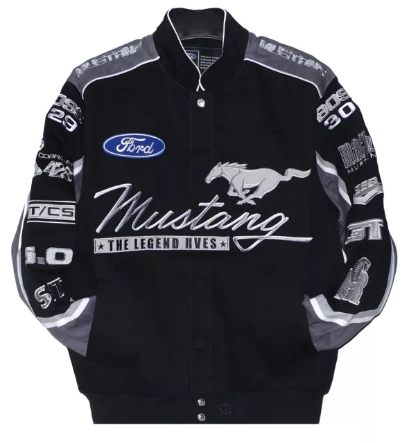 Mustang Racing Embroidered Cotton Jacket JH Design Black New