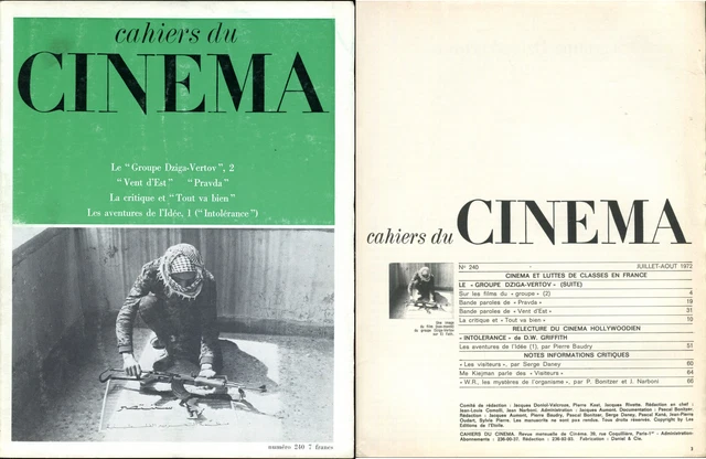 CAHIERS DU CINÉMA N°240 - Cinéma et luttes des classes/Griffith.. juil