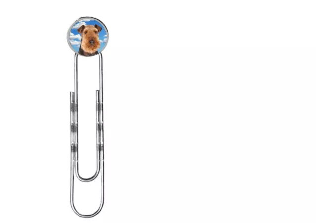 Airedale Terrier Dog code37 Dome on Bookmark Clip Slide Metal Ticket Holder Book