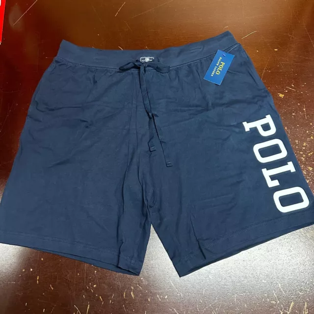 Polo Ralph Lauren Mens Blue Logo Adjustable Waist Sleepwear Shorts Size 2XL