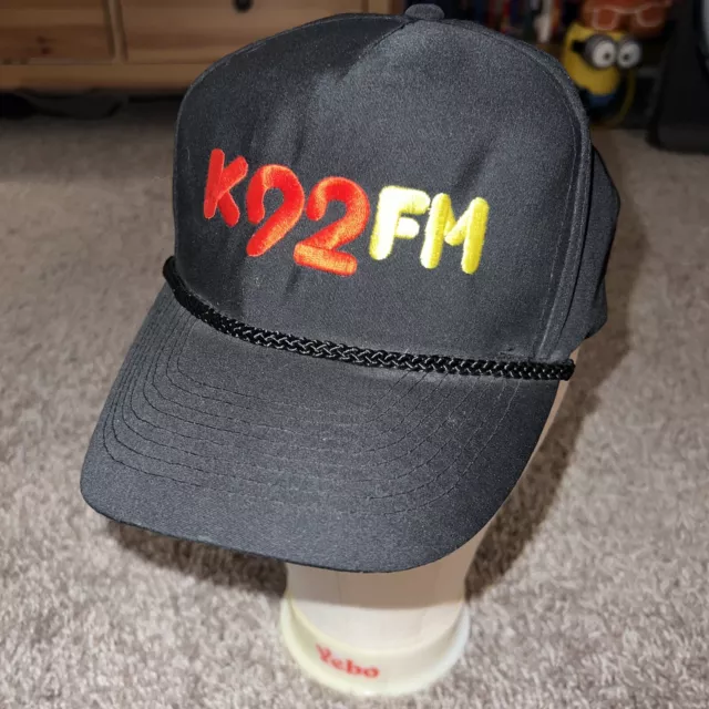 Vintage K92 FM Trucker Hat Snapback Black Rope Embroidered Cap
