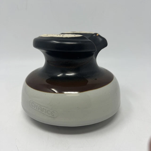 Vintage Large Antique Chance 3 Tier Mushroom Porcelain Insulator In Grey & Brown 2