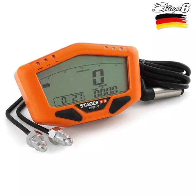 Instrumentierung Universale Tachometer Drehzahlmesser Motor A 12V Orange STAGE6