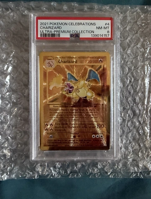 pokemon celebrations gold metal charizard card 4/102 ultra premium collection Graded: (2021) M  Double Infinity Gaming Commemorate your favorite Pokemon with this Charizard 2018 Pokemon Celebrations Metal Card #4 Card BGS 9 Pokemon Celebrations Ultra