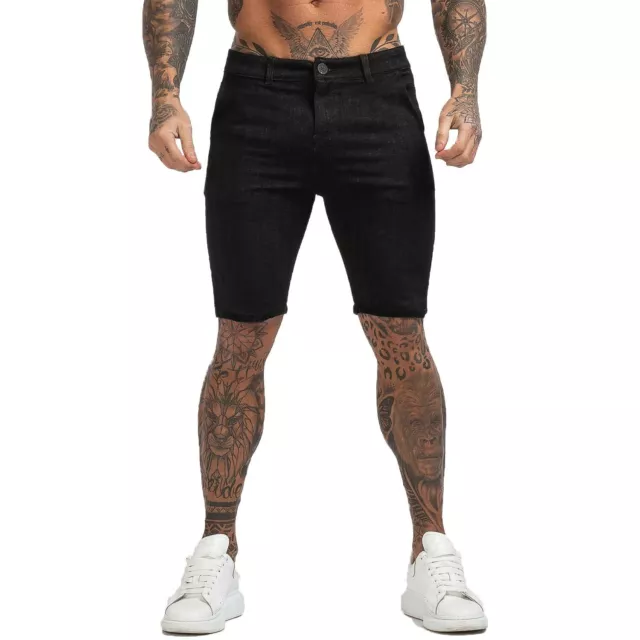 GINGTTO Men Chino Shorts Cotton Black Casual Summer  Stretch Slim Fit Half Pant