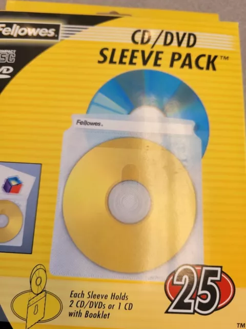 Fellowes CD/DVD Sleeve Pack Double Sided 25 Pack