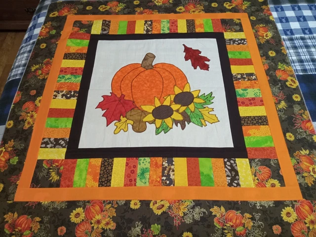Top de edredón de pared para bebé hojas de calabaza de otoño girasoles pplique 41 X 41,5