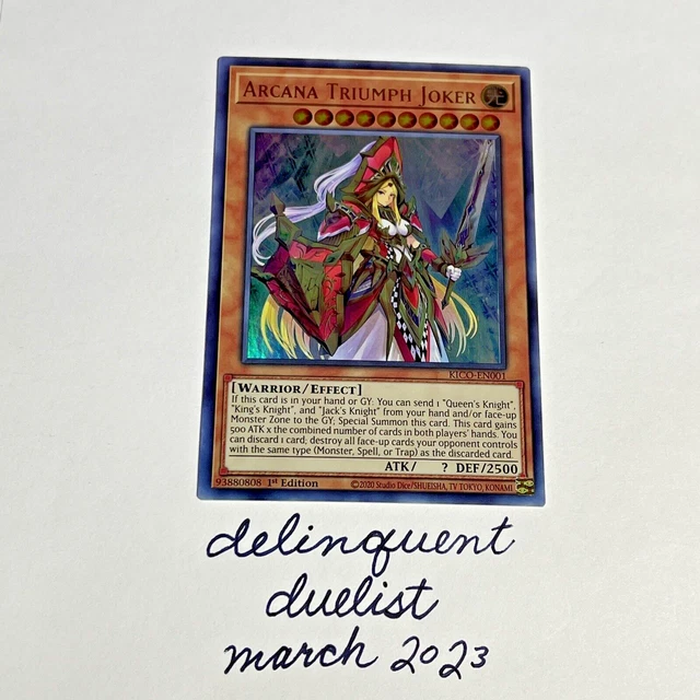 YUGIOH 1st EDITION KICO-EN001 ARCANA TRIUMPH JOKER ULTRA RARE NEAR MINT