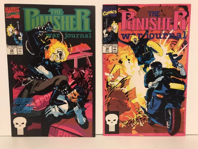 Marvel Comics The Punisher War Journal #29 and #30 with Ghost Rider 1991