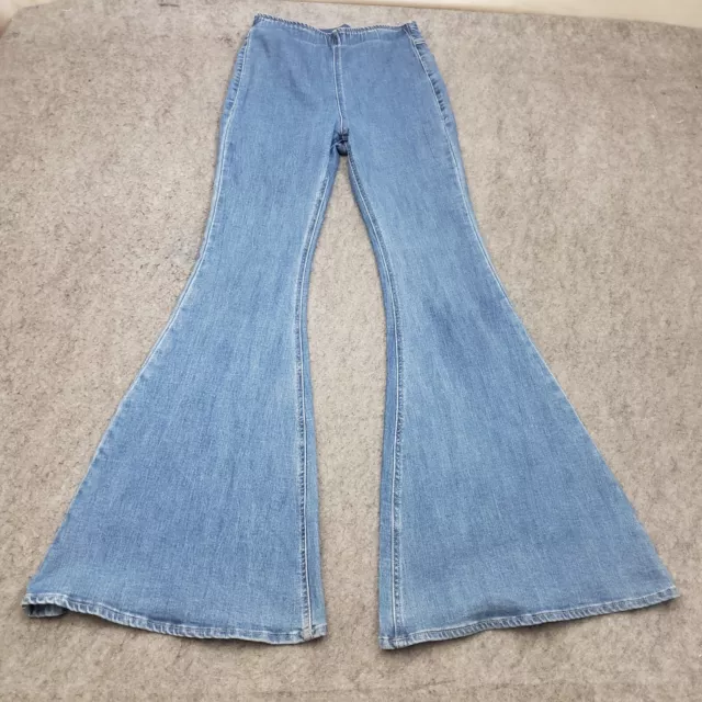 Forever 21 Jeans Womens Small Blue Flared Denim High Rise Pull On Ladies 24x31