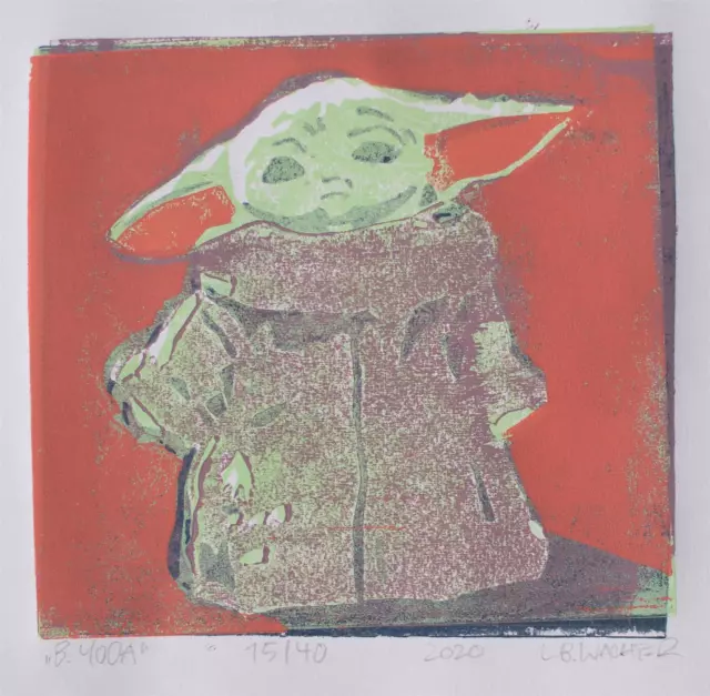 Leonhard Wachter B.YODA Contemporary signiert Farblinolschnitt 2020 15/40