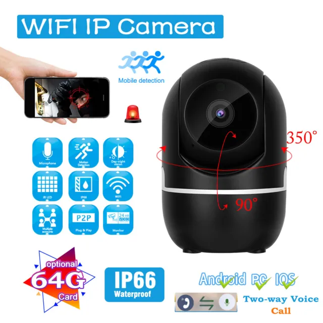 WIFI Wlan IP Kamera 1080P HD IR Überwachungskamera Funk Webcam Innen Nachtsicht