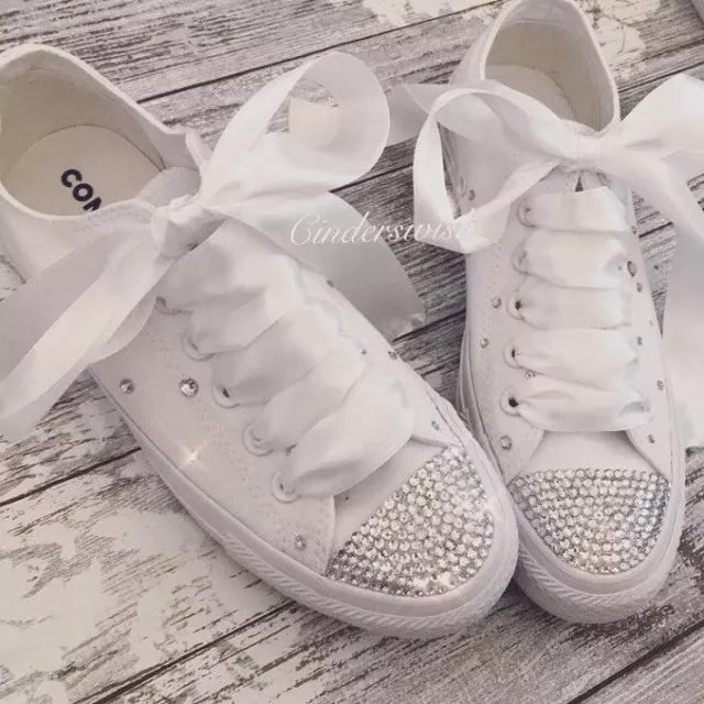 Customised Wedding Converse All Star Bling Trainers Shoes swarovski crystals
