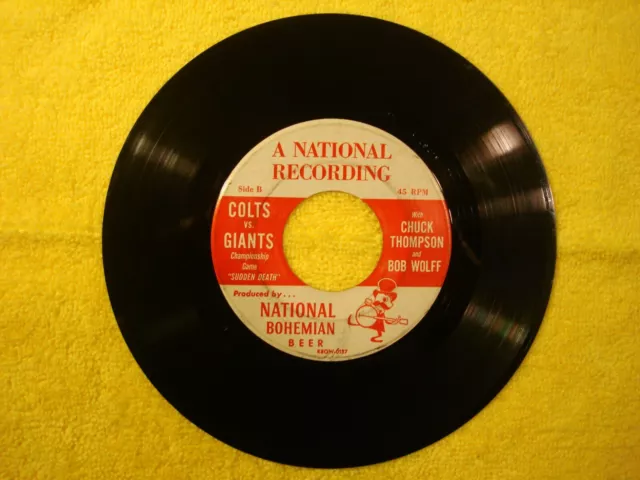 1958? "COLTS VS GIGANTES CHAMPIONSHIP NACIONAL BOHEMIO MANDRIL THOMPSON 45 rpm 7"