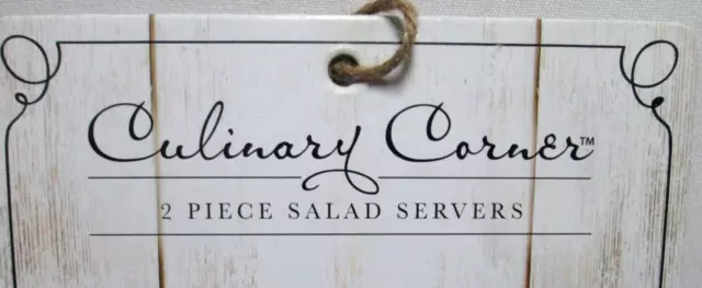 CULINARY CORNER FLEUR De Lis Wood Metal salad Serving spoons tossers ...