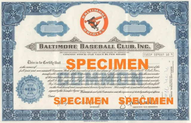 🔴 PERSONALIZED Baltimore Orioles Stock Certificate Novelty on Cardstock 🔴