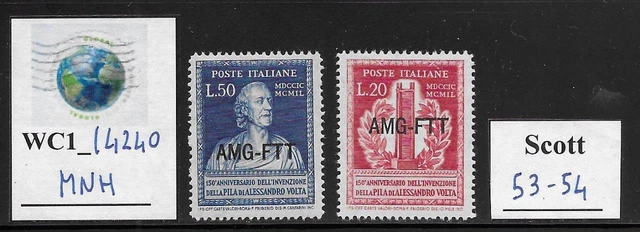 WC1_14240. ITALY: TRIESTE FTT. 1949 ALESSANDRO VOLTA set. Scott 53-54. MNH