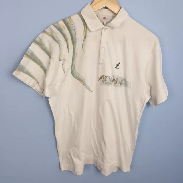 Vintage Australian L'Alpina Polo Shirt Medium White Made In Italy Active Tennis