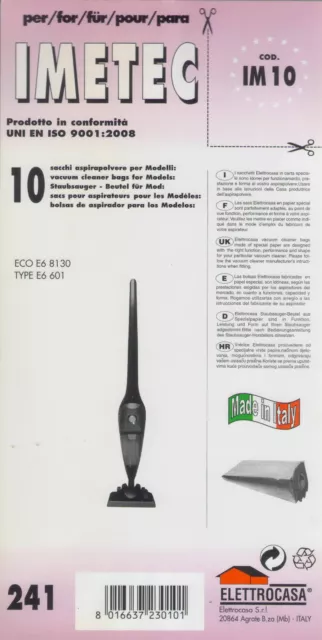 Im10 Conf 8 Pz Sacchetto Imetec Eco E6 8130 Type E 6601 A