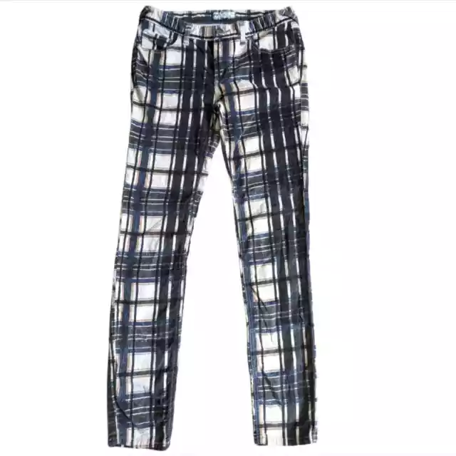 Free People Retro Plaid Soft Corduroy Skinny Mid Rise Straight Fall Pants