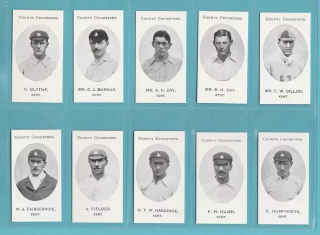 Cricket -  Nostalgia Repros  (Of Taddy) - Set Of 15 Kent Cricket Cards