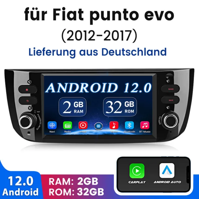 Android12 Für Fiat Grande Punto EVO Linea 12-15 Autoradio Carplay SWC BT RDS DAB