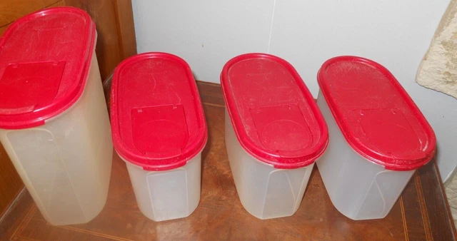Lot De 4 Boîtes Modulaires Tupperware Bleues Avec Couvercles à Pression - Occasion Très Propre