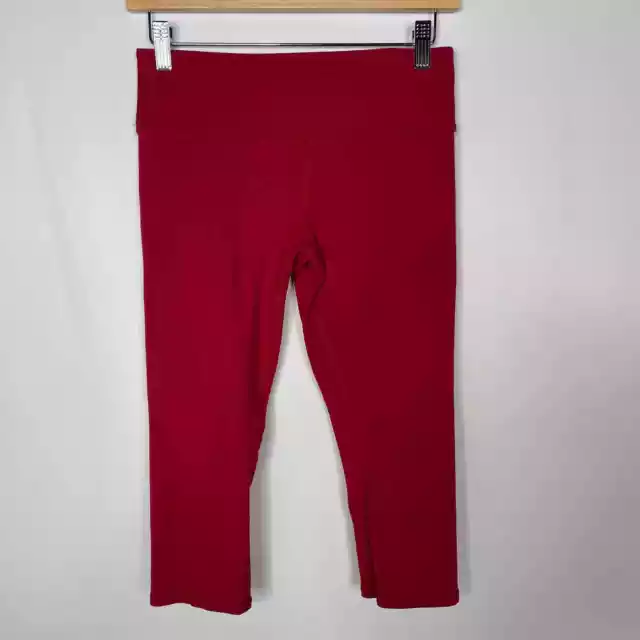 Alo Yoga Small S Red Cropped Capri Leggings Workout Stretch Spandex Knit Womens