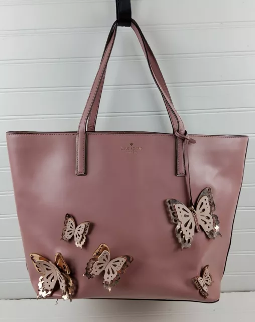 KATE SPADE Marlee Tote Shoulder Bag in Pink with butterfly charm and pink  wallet