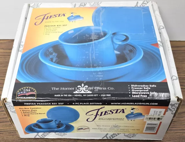 Homer Laughlin Fiesta Peacock 831 327 4-Piece Dinnerware Place Setting Set BNIB