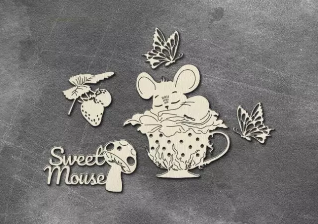 Juego de elementos de aglomerado Happy Mouse Day para fabricación de tarjetas artesanales álbum de recortes