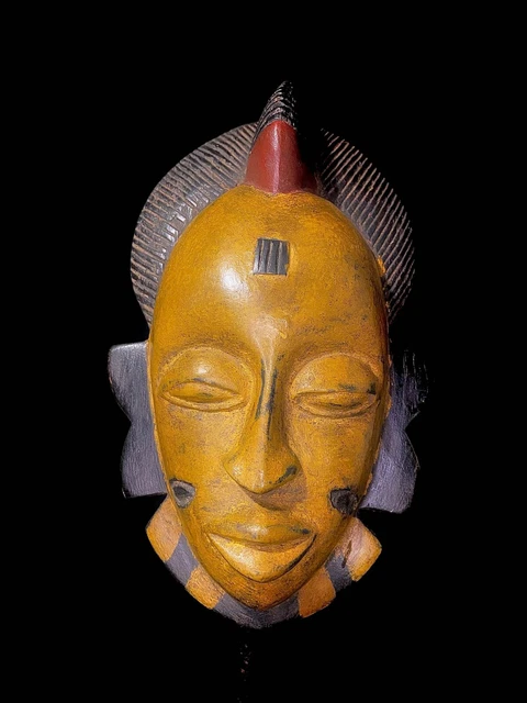African art handcrafted from one piece wood YAURE GURO masks handmade-6002