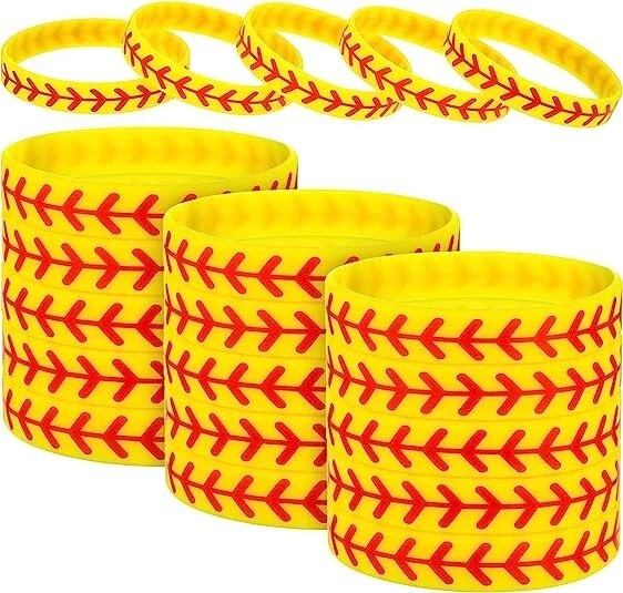 Jovitec 24 Packs Softball Bracelet Wristband Silicone Gift For Player Teams