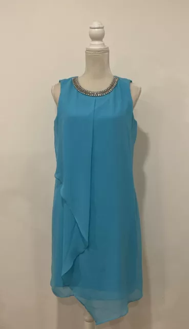 MSK Womens Blue  Sleeveless Halter Neck Midi Dress Size 6.