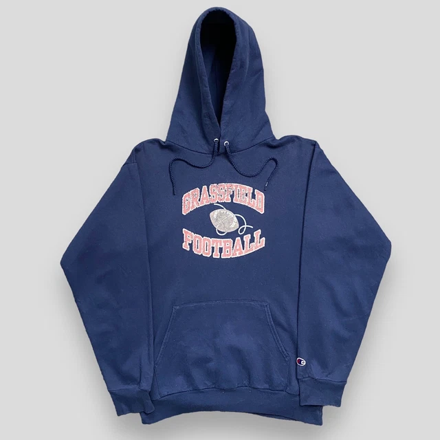 Champion Grassfield Football Navy Embroidered Hoodie, Size Small