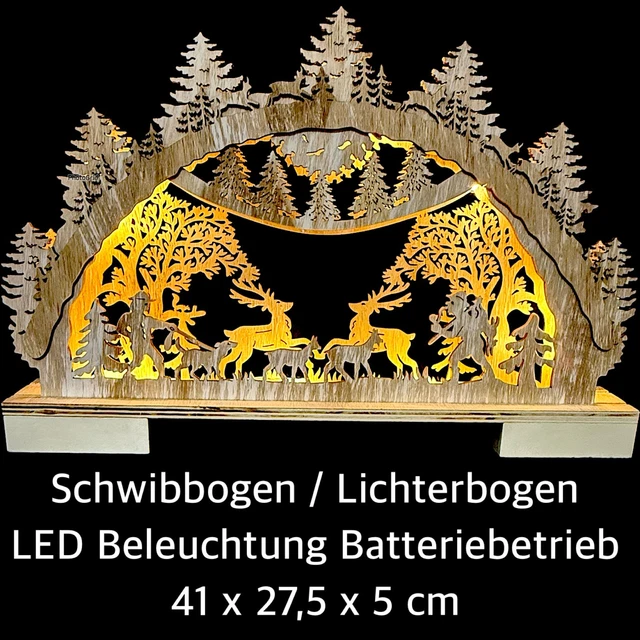11384 Lichterbogen Winterdorf, Aus Holz, Elektrisches Licht Mit Musik