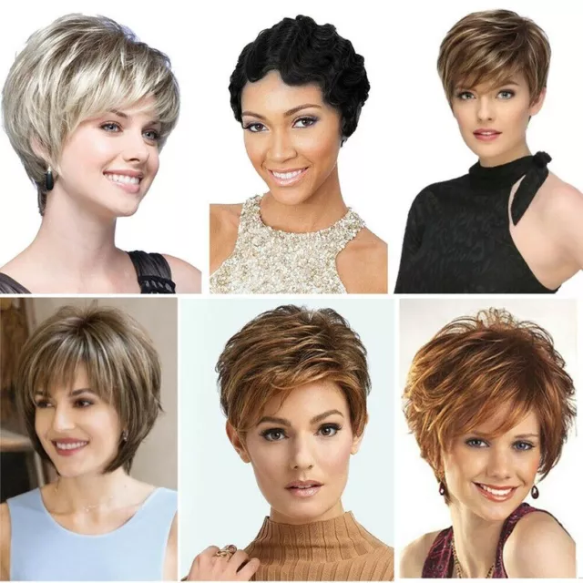 Lady Women Fashion Short Curly Wigs Black Blonde Wavy Hair Wig UK