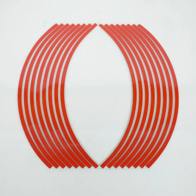 Liseré de jante autocollant rouge réfléchissant 8mm pour moto jante 17 pouces