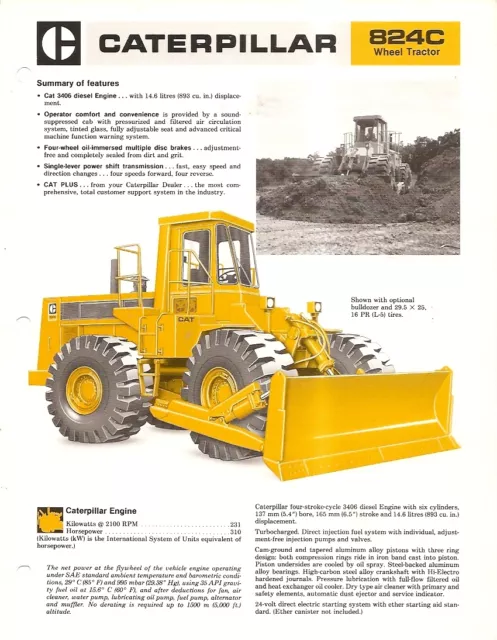 Equipment Brochure - Caterpillar - 824C - Wheel Tractor - c1978 - 2 items(E2039)