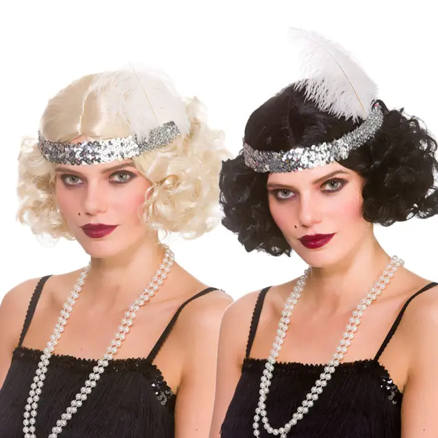 Ladies Blonde Brown 1920s Wig Gatsby Flapper 20s Fancy Dress Movie Star
