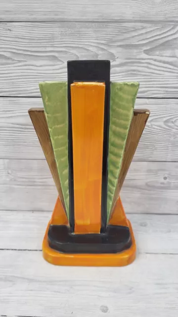 Art Deco Myott Son & Co Star/Pyramid/Odeon Aztec Rare Hand Painted Vase. PS