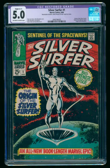 Silver Surfer #1 1968 CGC 5.0 [Restored] Silver Age Marvel Comic Book! KEY ISSUE