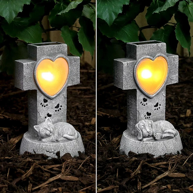 Solar LED Light Up Sleeping Pet Animal Angel Grave Outdoor Memorial Remembrance